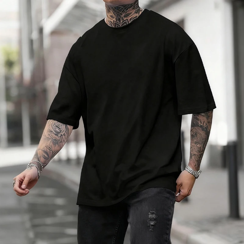 Black 450g Heavyweight Cotton  - Undershirt Crew Neck ulasan dan harga