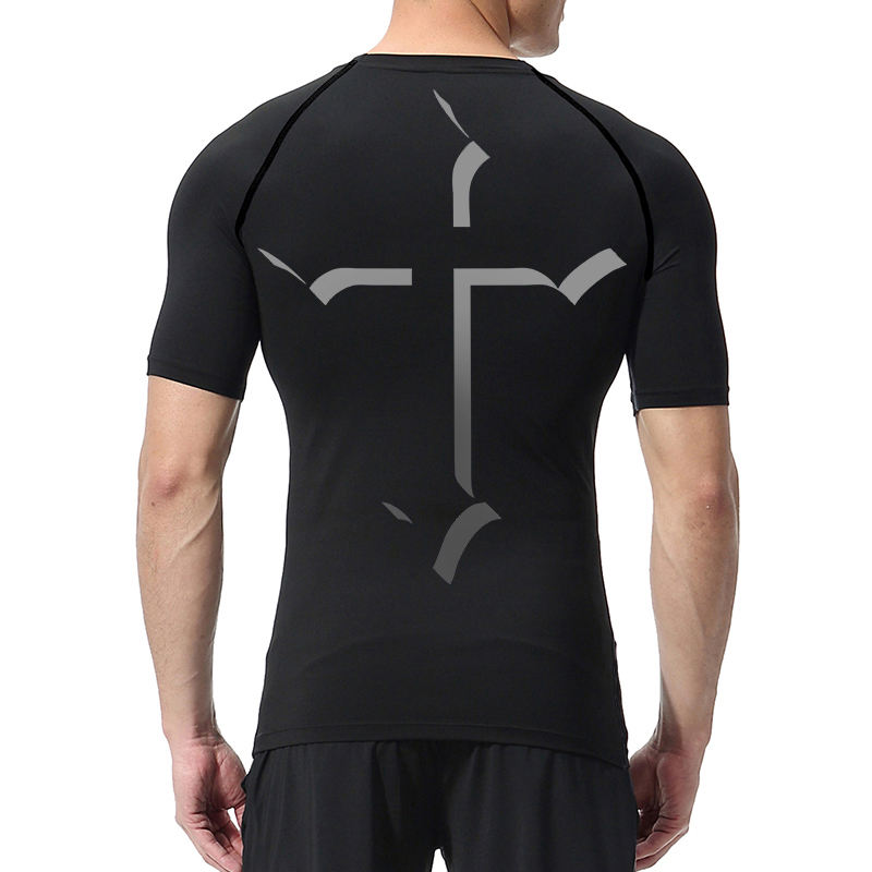 Cross Print Compression Shirt  - Base Layer Top ulasan dan harga